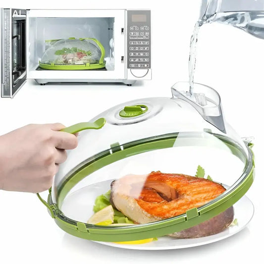 10-in Sturdy Insulated Plastic Microwave Splatter Cover with Water Steamer