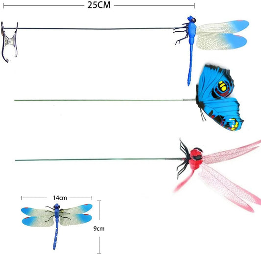 12pcs Eco-Friendly Plastic Dragonfly Clips - Realistic Garden Stakes & Pest Deterrent Decor