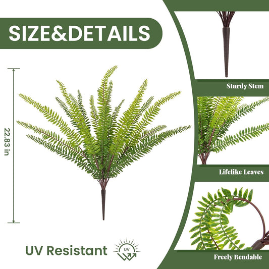Artificial Fake Hanging Flowers Plants for Outdoor Spring Decoration,3 PCS Faux Silk Daisy with Boston Ferns,UV Resistant Look Real for Outside Home Indoor Planter Porch Patio Balcony Yard Decor