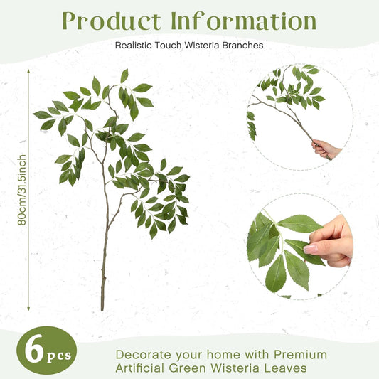 6 Pcs 6pcs Faux Stems and Branches for Vase 31.5inch Fake Plants Artificial Greenery Stems Faux Branches for Home Vase Wedding Garden Farmhouse Table Mantel Decor
