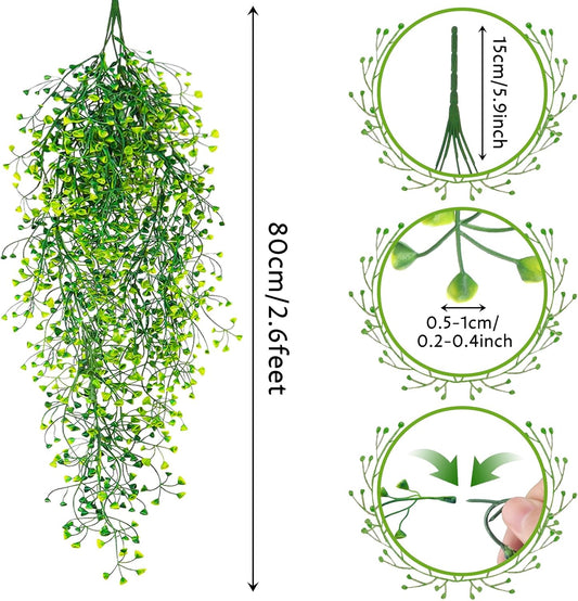 Fake Hanging Plants, 3pcs Faux Hanging Plants, Artificial Plants Ferns Ivy Vine for Wall House Indoor Outdoor Room Home Decor