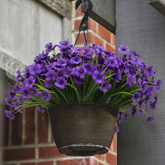 21 Bundles Artificial Outdoor UV Resistant Flowers No Fade Fake Outside Flowers Plastic Greenery Faux Shrubs Garden Porch Window Box Home Decoration(Purple)