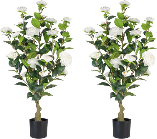 Stylish Artificial Camellia Pot Potted Home Decor Bundle