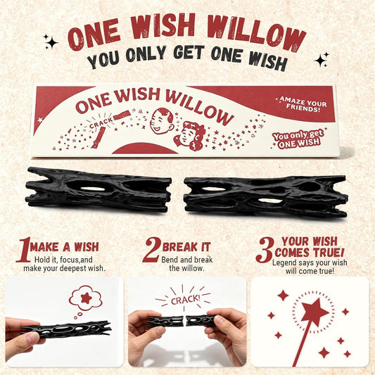 3D Printed Wishing Willow Branch Replica with Vintage Storage Box, Matte Black Novelty Gift