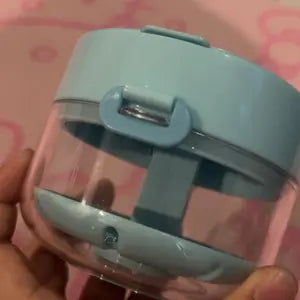 Blue cleaner case with a clear lower chamber