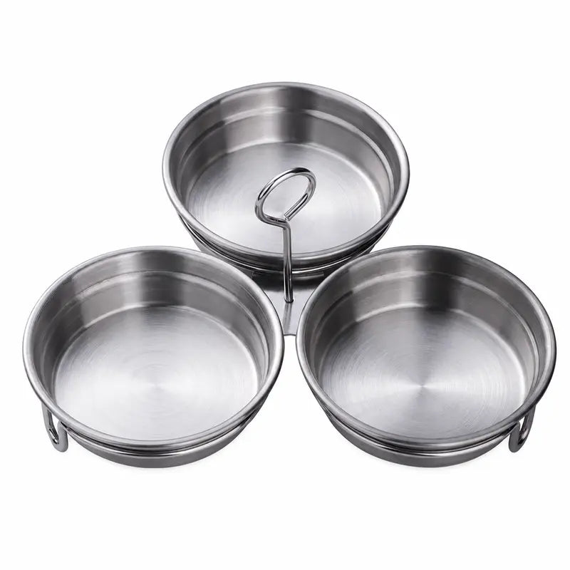 Stainless Steel Egg Poacher - 3 Cavity Steaming Mold with Handle for Kitchen