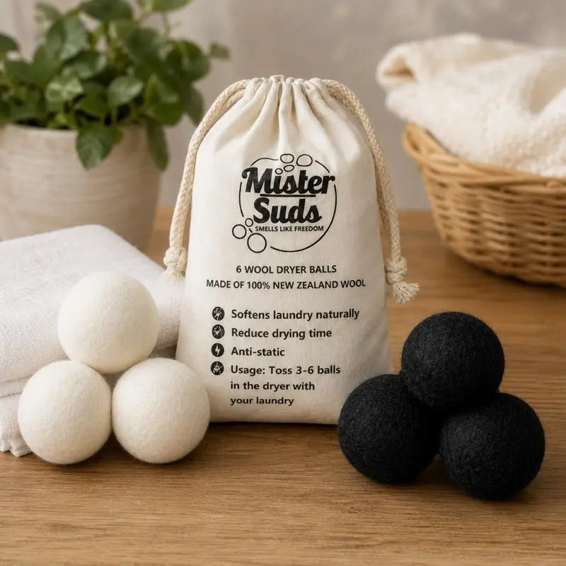 Premium Wool Dryer Balls - 6 Count Softens Laundry, Reduces Drying Time, Anti-Static New Zealand Wool