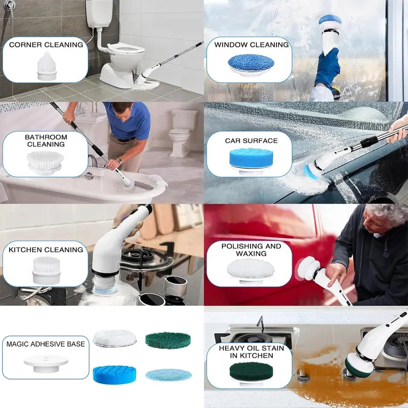 Portable Cordless Electric Spin Scrubber - IPX7 Waterproof with 4 Replaceable Heads