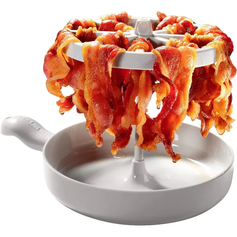 Microwave Bacon Cooker - Cooks 1LB of Bacon & Reduces Fat by 40% for Crispier Results