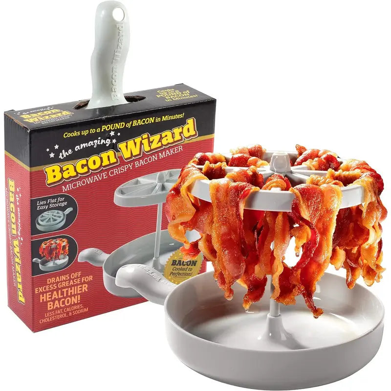 Microwave Bacon Cooker - Cooks 1LB of Bacon & Reduces Fat by 40% for Crispier Results