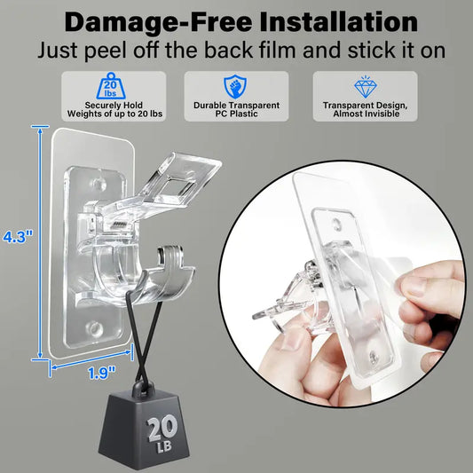 6-Pack No Drill Curtain Rod Holders, Self Adhesive Nail Free Hooks for Bathroom and Home
