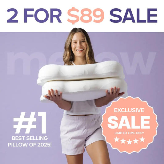 2-Pack Ergonomic Cervical Memory Foam Pillows with 2 Free Cooling Pillowcases