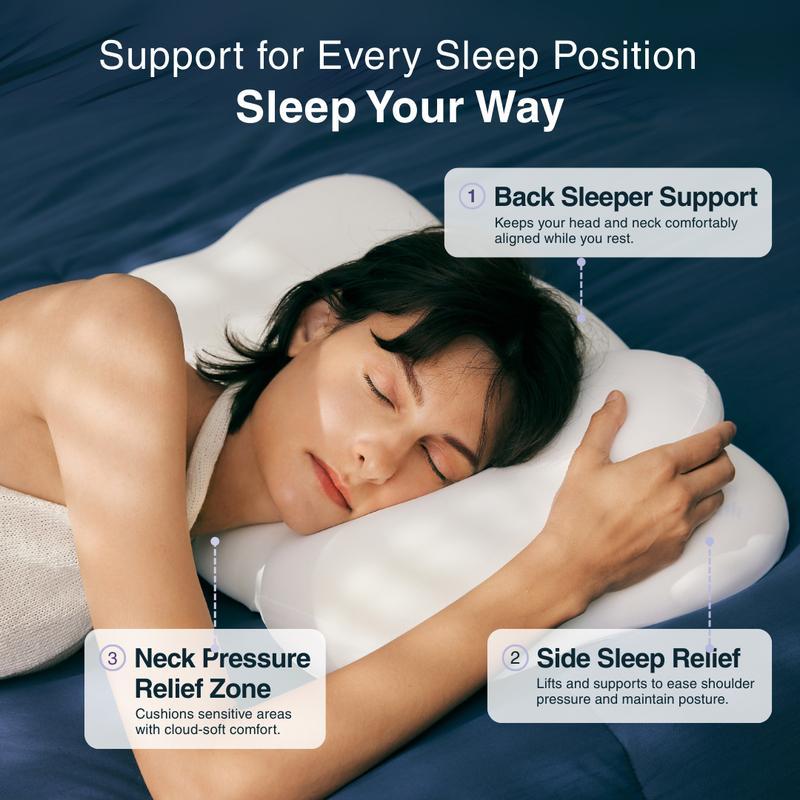 Ergonomic Cervical Memory Foam Pillow with Dual-Height Support