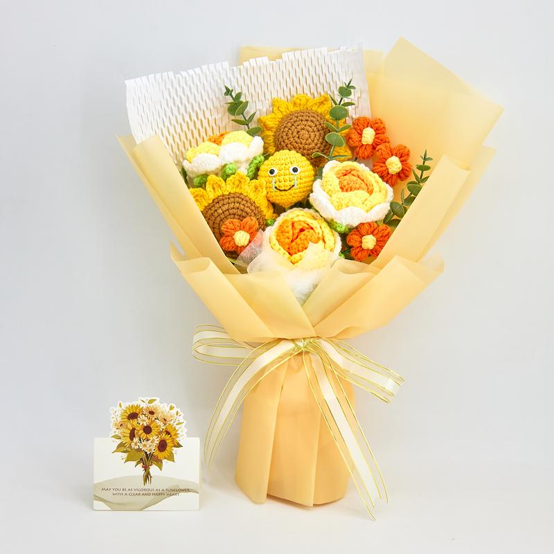 Handmade Crochet Flowers Bouquet - Halloween Pumpkin and Ghost Decor Gift