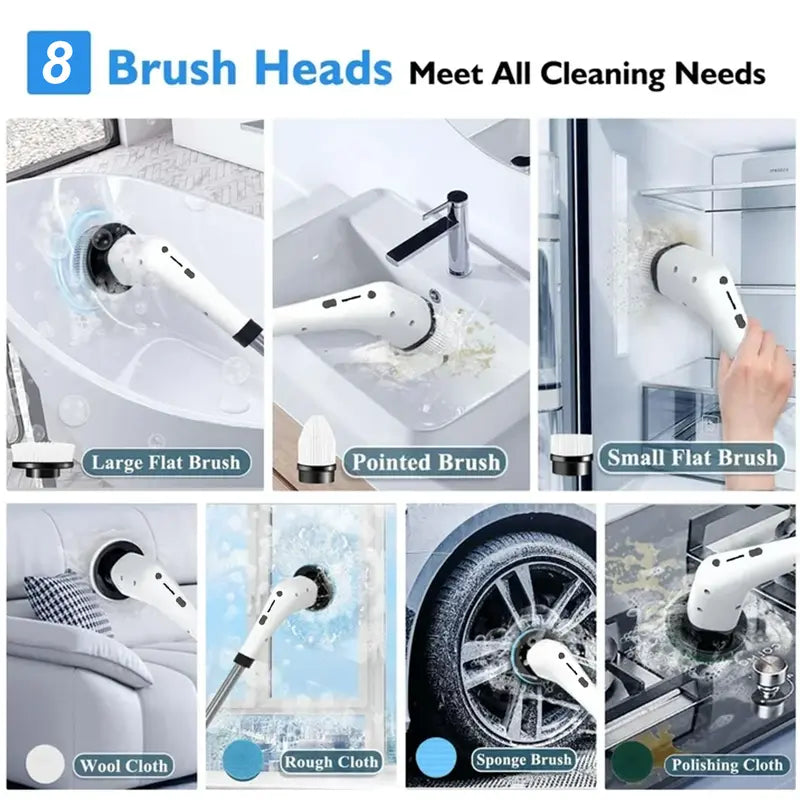 Portable Cordless Electric Spin Scrubber - IPX7 Waterproof with 4 Replaceable Heads