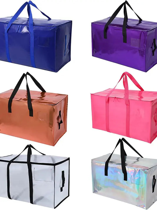 6 Pack Moving Bags, Collapsible Zippered Storage Bags with Handles, Waterproof Foldable Organizers
