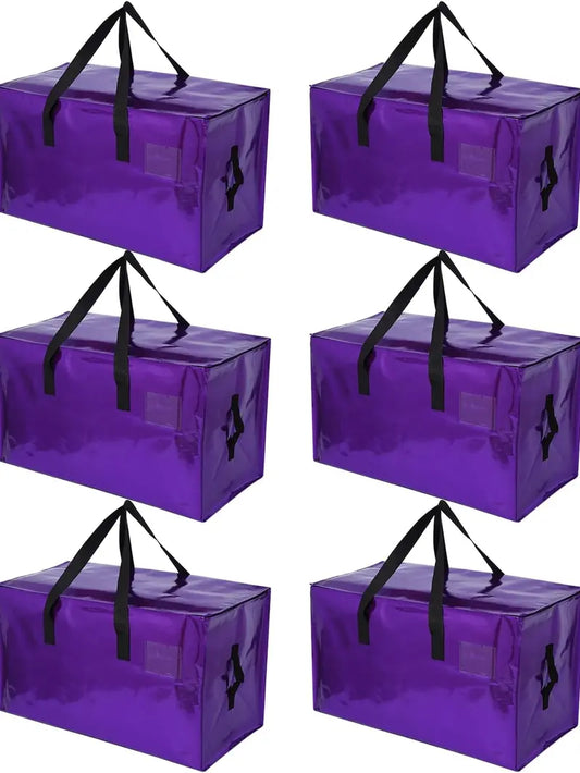 6 Pack Moving Bags, Collapsible Zippered Storage Bags with Handles, Waterproof Foldable Organizers