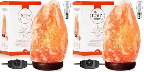 Himalayan Salt Lamp Large 8-10 Inch Pink Rock Lamp with Dimmer & Wooden Base