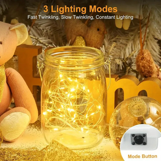 30-Pack LED Fairy Lights - 6.5ft Silver Wire 20 LEDs Warm White Firefly String Lights for DIY Decor