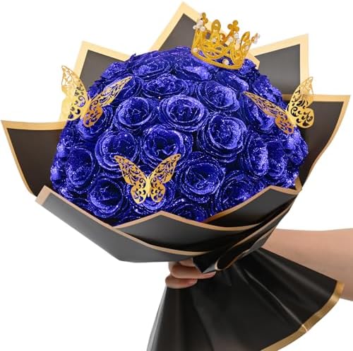 Natural Diy Glitter Rose Bouquet Home Decor Set