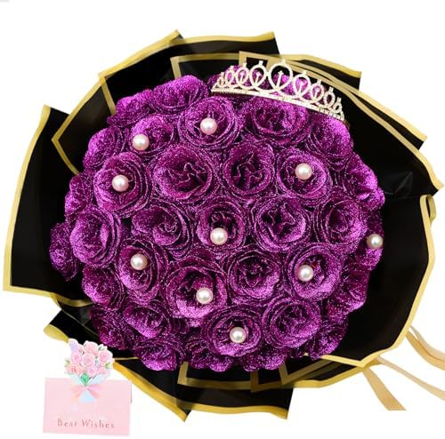 Decorative Diy Glitter Rose Bouquet Home Decor Assortment