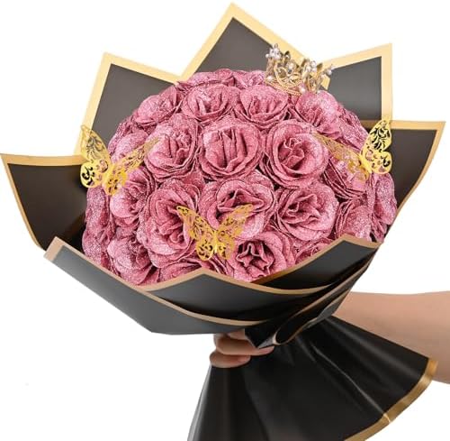 Natural Diy Glitter Rose Bouquet Home Decor Set