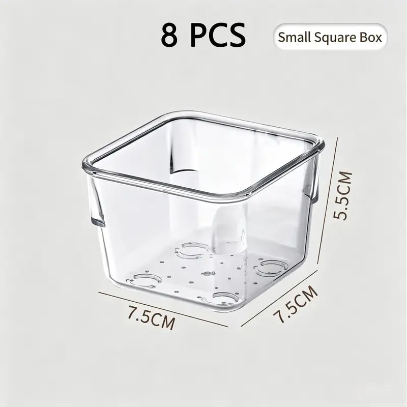 25 PCS Clear Plastic Drawer Organizer Set, 4 Sizes Versatile Storage Bins for Home and Office