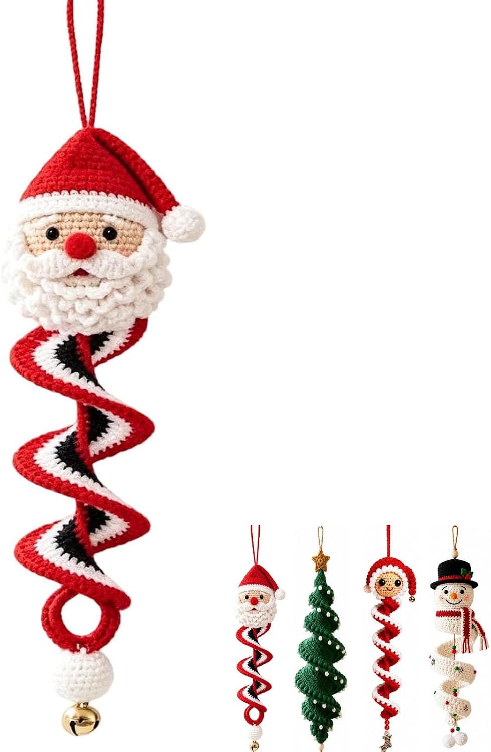 Crochet Snowman Spiral Ornament DIY Kit - Christmas Tree Decoration Craft Set for Beginners