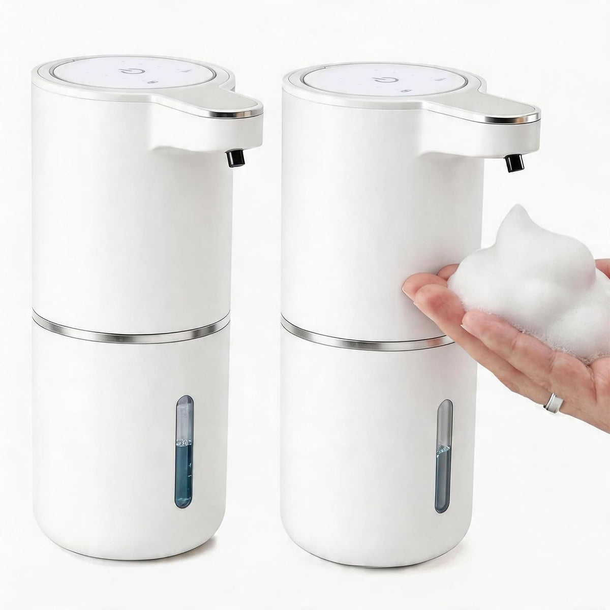 Automatic Foam Soap Dispenser - USB Rechargeable, 4-Level Adjustable, 380mL Wall Mounted or Countertop
