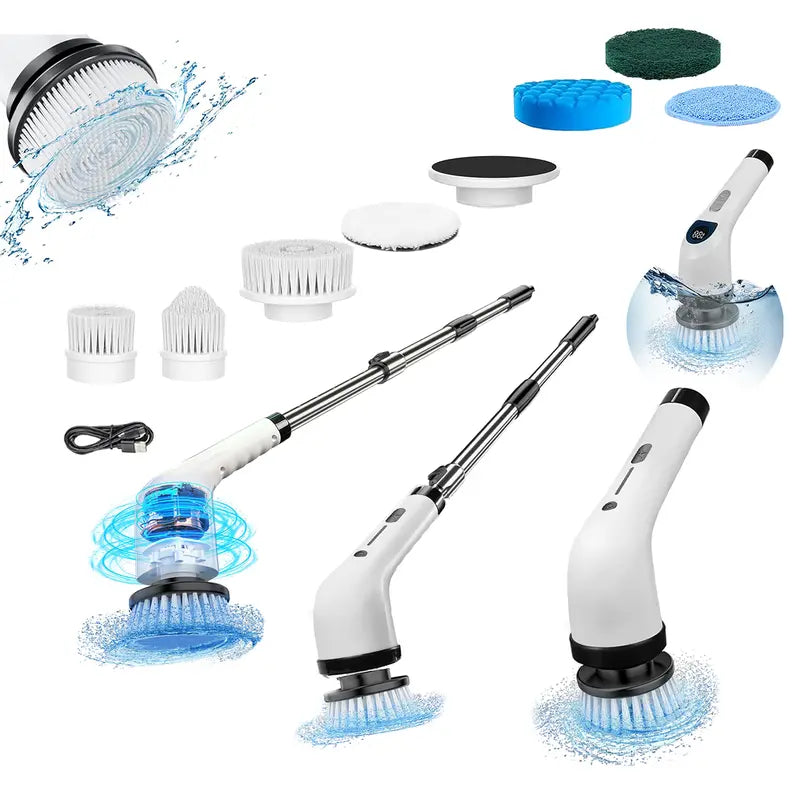 Portable Cordless Electric Spin Scrubber - IPX7 Waterproof with 4 Replaceable Heads