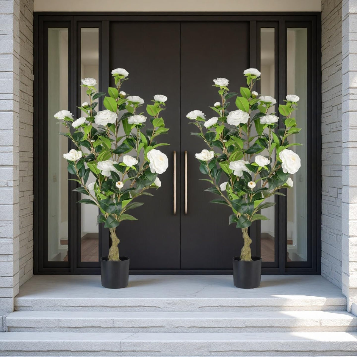 Stylish Artificial Camellia Pot Potted Home Decor Bundle