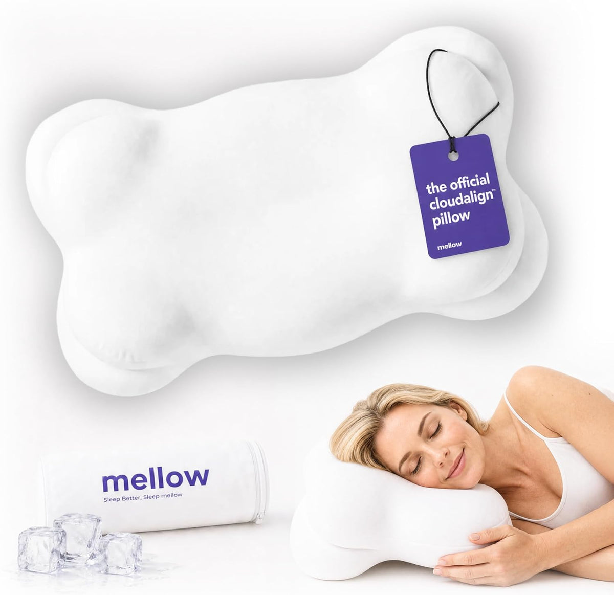 Memory Foam Pillow for Neck & Shoulder Support, Dual Height Ergonomic Cervical Pillow for All Sleepers