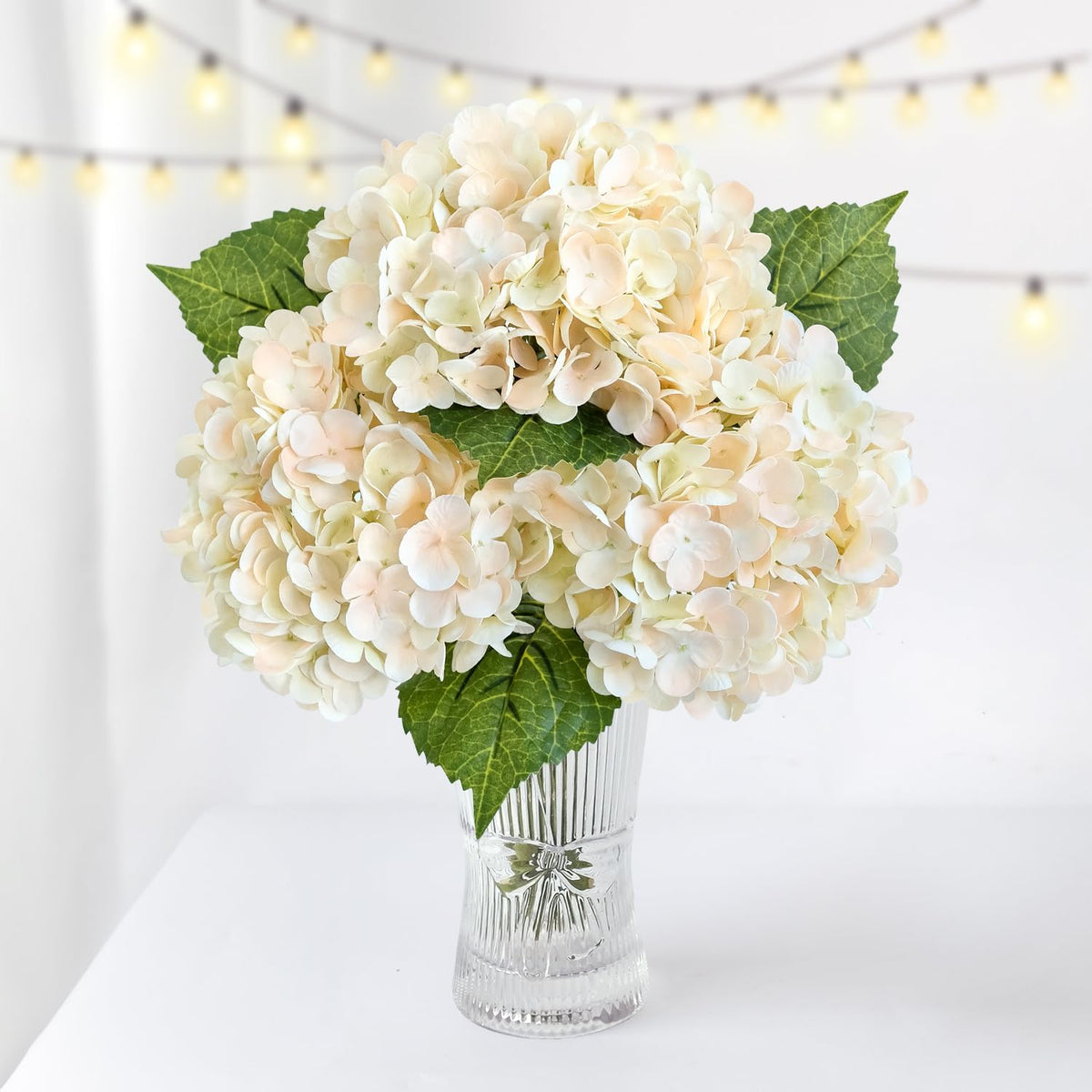 4 Pcs Real Touch White Hydrangeas Artificial Flower 21 inches Realistic Faux Latex Hydrangeas Flower for Home Decor Kitchen Living Room Spring Table Wedding Xmas Arrangement