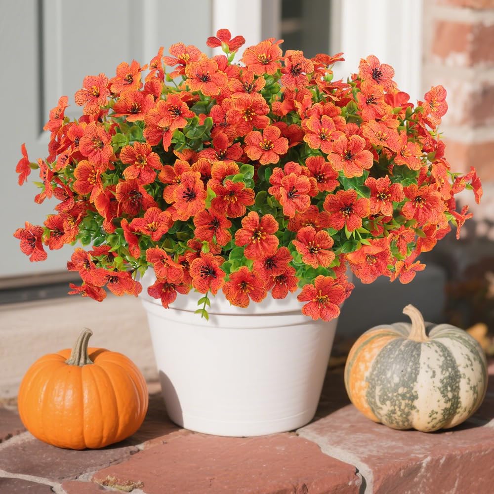 Artificial Faux Flowers Plants for Outdoors Outside Spring Summer Decoration,12 Bundles Silk Daisy Realistic Fake Flowers Plant Greenery UV Resistant for Planters Porch Patio Garden Home(6 Multicolor)