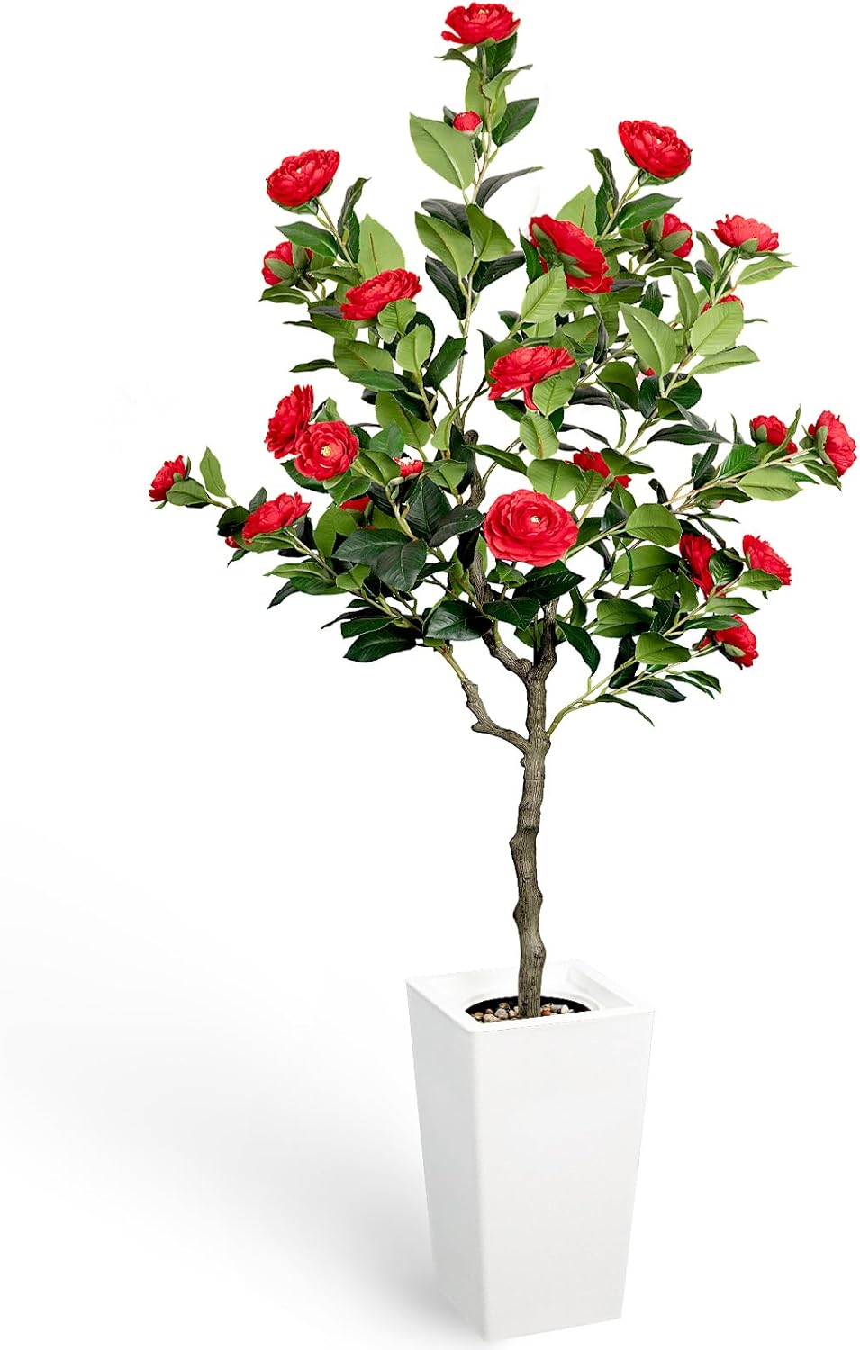 Stylish Artificial Camellia Pot Potted Home Decor Bundle