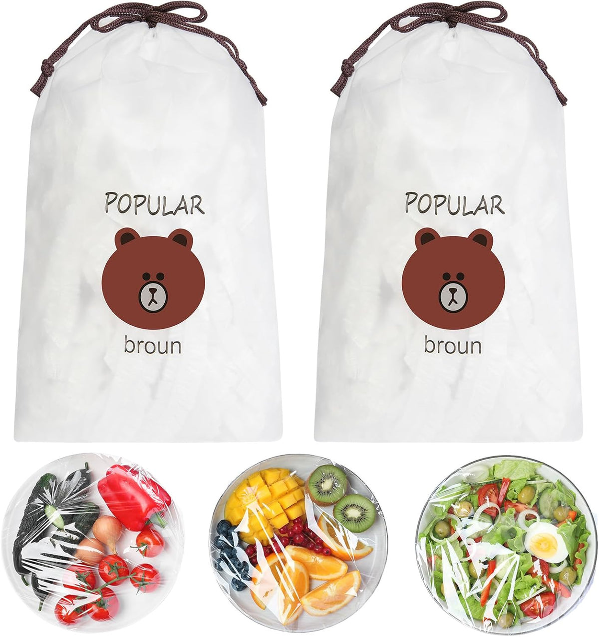 200 Pcs Fresh Keeping Bags - Reusable Elastic Food Storage Covers for Bowls and Plates