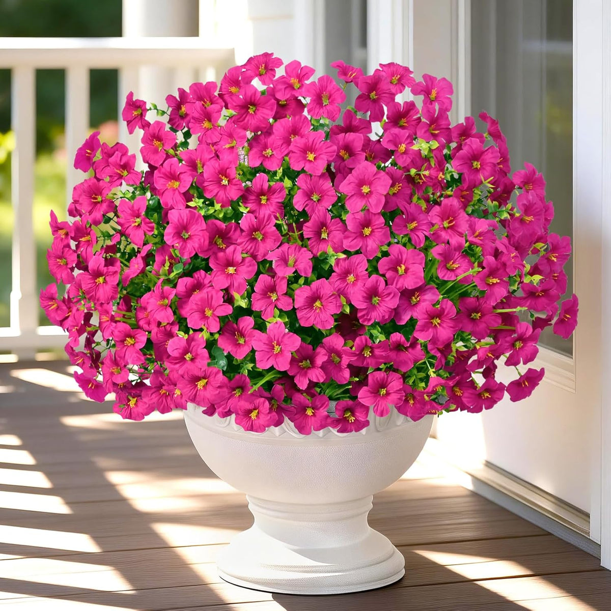 Yastouay Artificial Flowers for Outdoors, 12 Bundles Fake Outdoor Flowers, UV Resistant Artificial Flowers for Decoration, White Realistic Morning Glory Fake Plants for Porch Patio Garden Decor