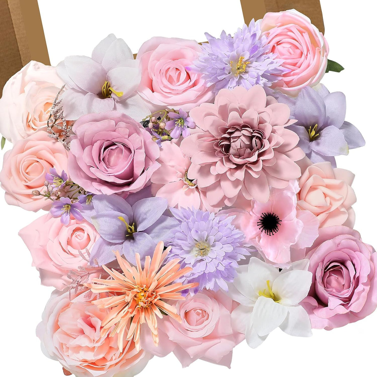 Alecono Artificial Flowers, Pink Fake Flowers Combo Box with Stems for DIY Wedding Bridal Bouquets, Cake Party Table Centerpieces Home Decor