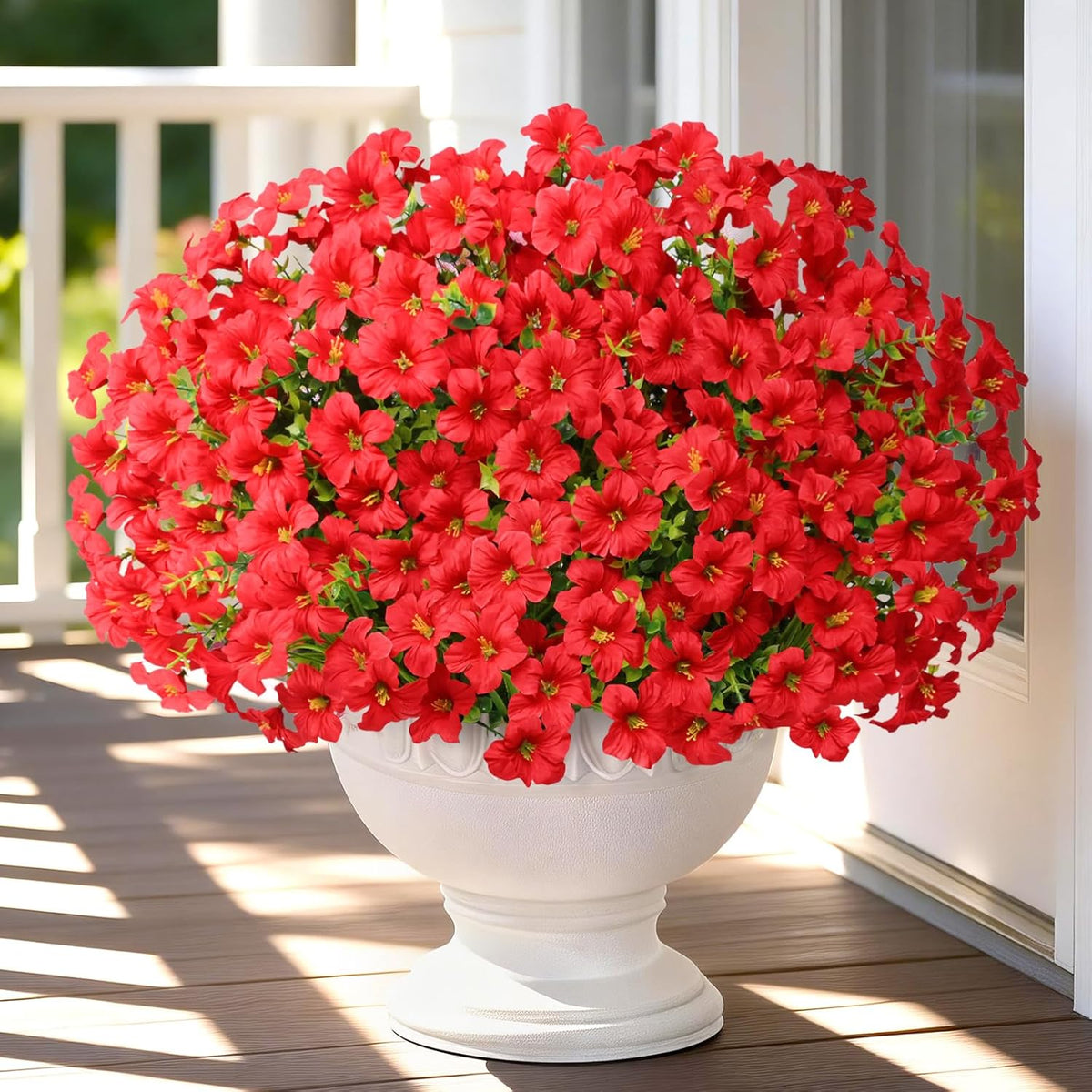 Yastouay Artificial Flowers for Outdoors, 12 Bundles Fake Outdoor Flowers, UV Resistant Artificial Flowers for Decoration, White Realistic Morning Glory Fake Plants for Porch Patio Garden Decor