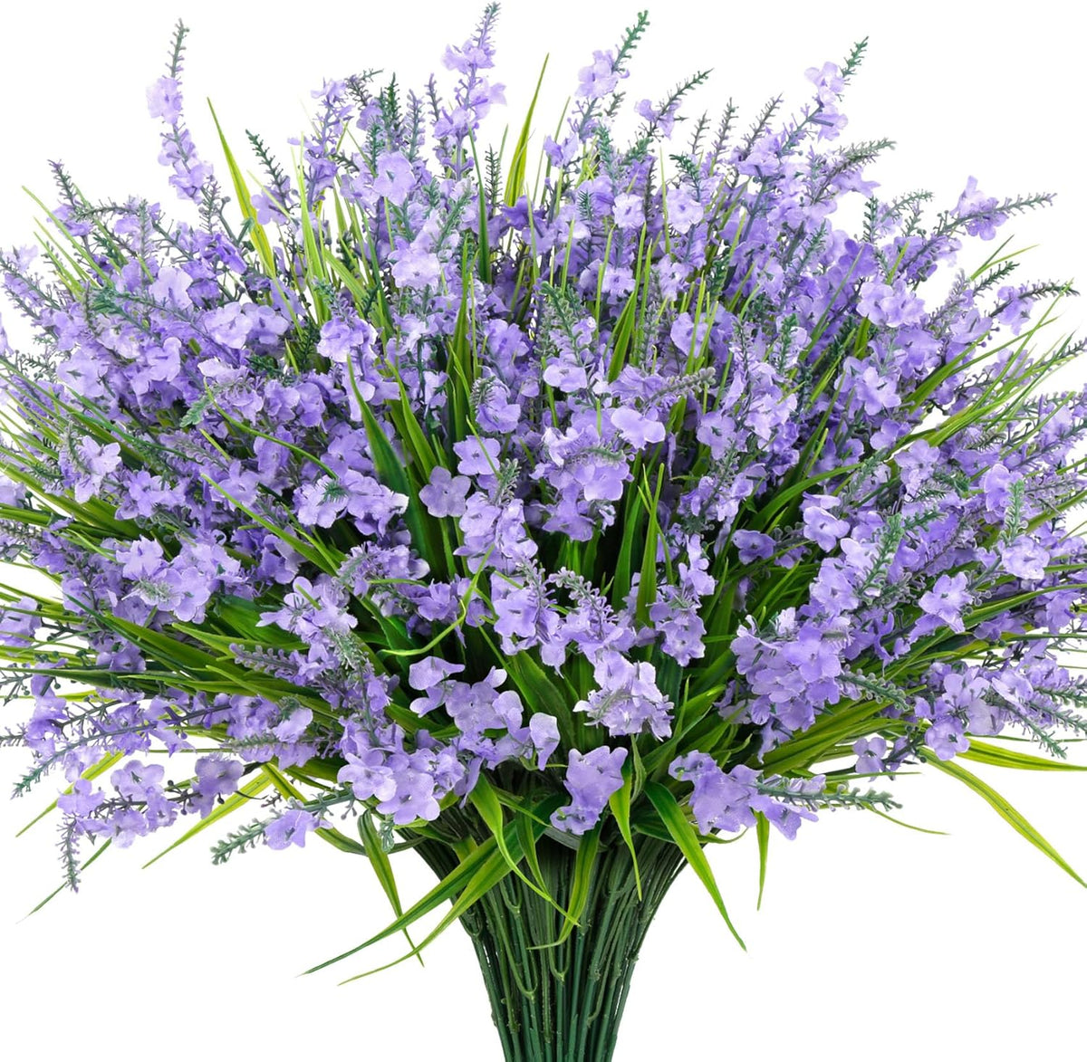 20 Bundles Artificial Lavender Flowers for Outdoors Fake Silk Flowers Faux Plants UV Resistant for Indoor Outside Spring Porch Garden Window Table Box Office Home Decorations, Deep Purple