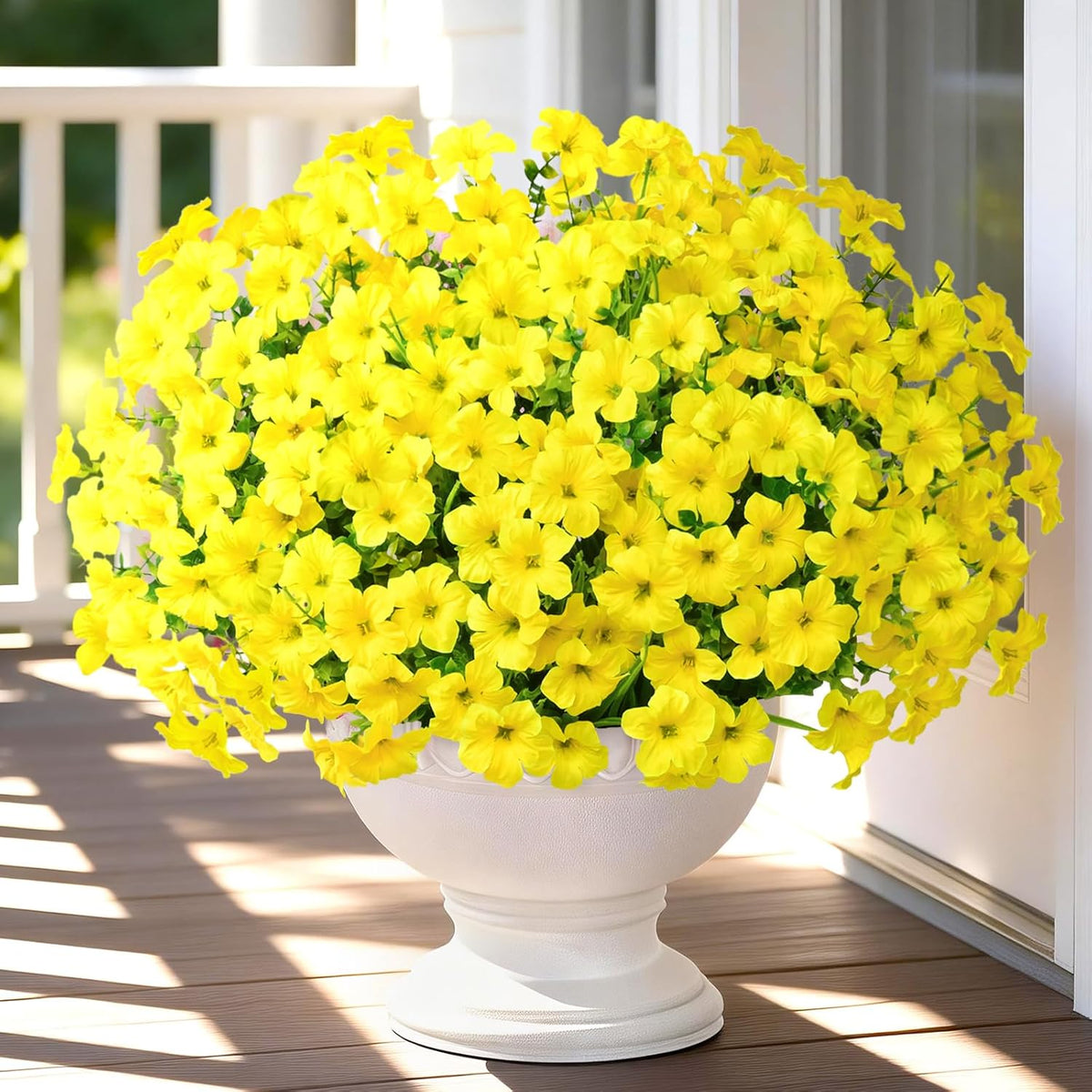 Yastouay Artificial Flowers for Outdoors, 12 Bundles Fake Outdoor Flowers, UV Resistant Artificial Flowers for Decoration, White Realistic Morning Glory Fake Plants for Porch Patio Garden Decor