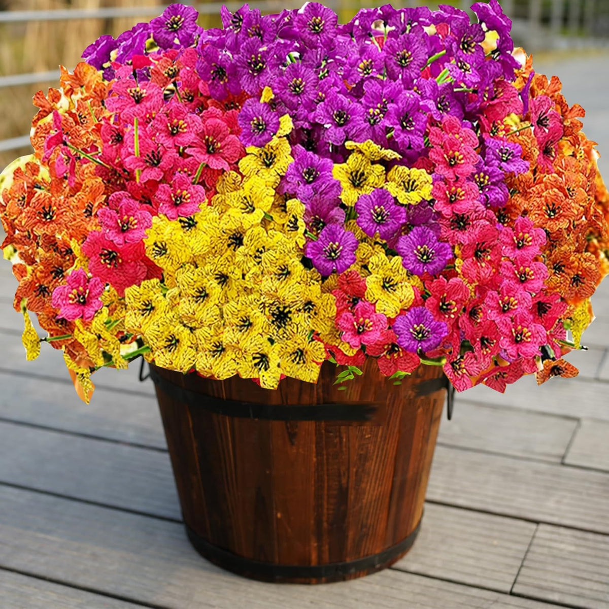 20 Bundles Artificial Flowers for Outdoors, UV Resistant Fake Realistic Flowers with Plastic Plants Spring Decor, Faux Silk Flowers for Outside Window Box Front Porch Planter Decor-Purple