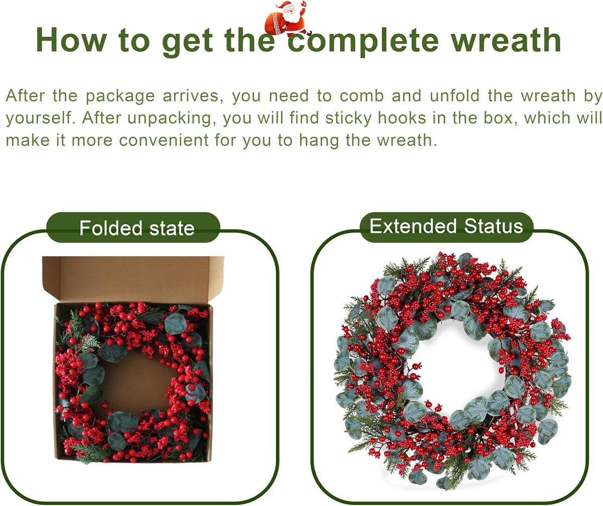 Lifelike Red Berry Wreath Decoration Holiday Decor Arrangement