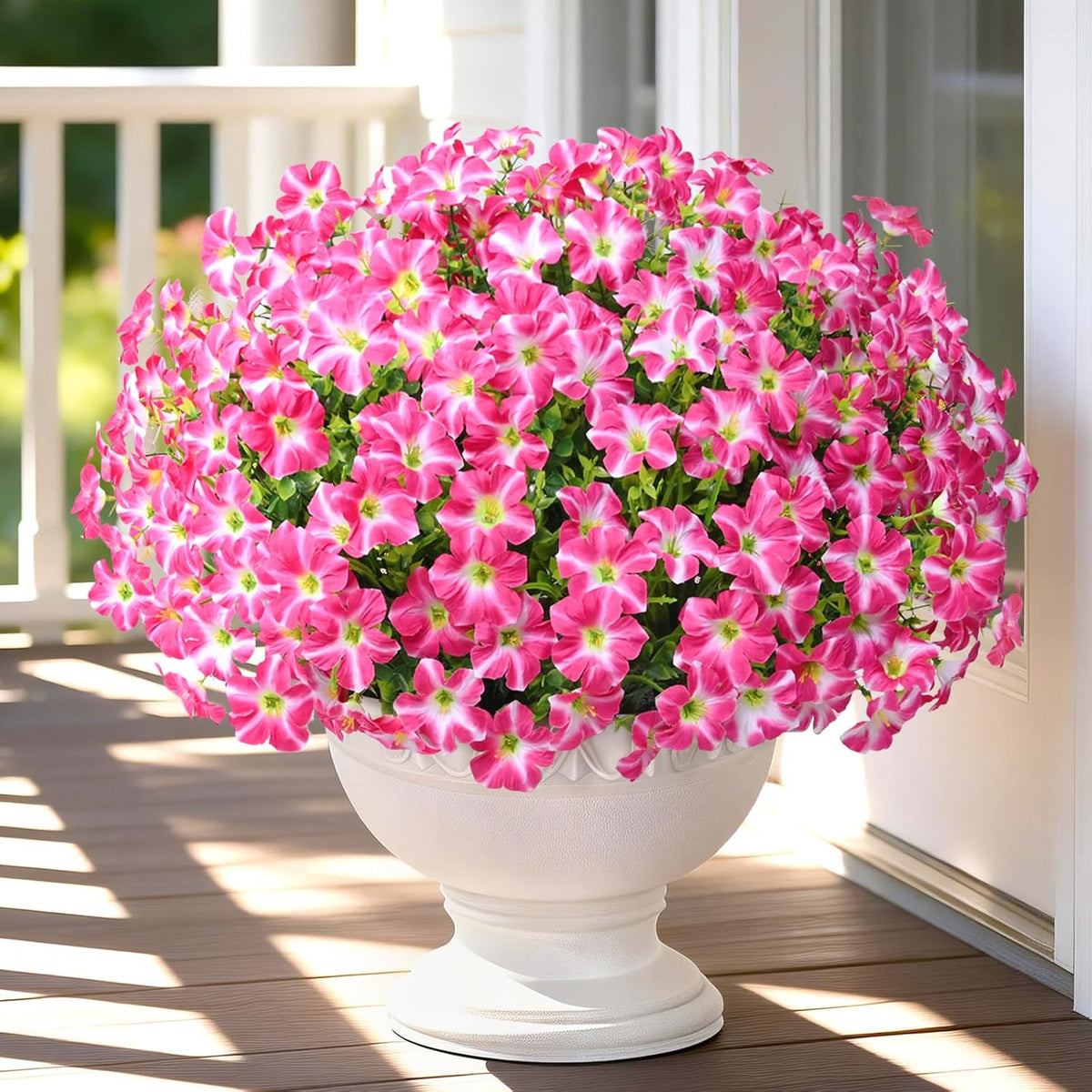 Yastouay Artificial Flowers for Outdoors, 12 Bundles Fake Outdoor Flowers, UV Resistant Artificial Flowers for Decoration, White Realistic Morning Glory Fake Plants for Porch Patio Garden Decor