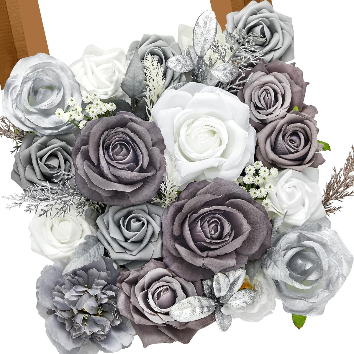 Alecono Artificial Flowers, Pink Fake Flowers Combo Box with Stems for DIY Wedding Bridal Bouquets, Cake Party Table Centerpieces Home Decor