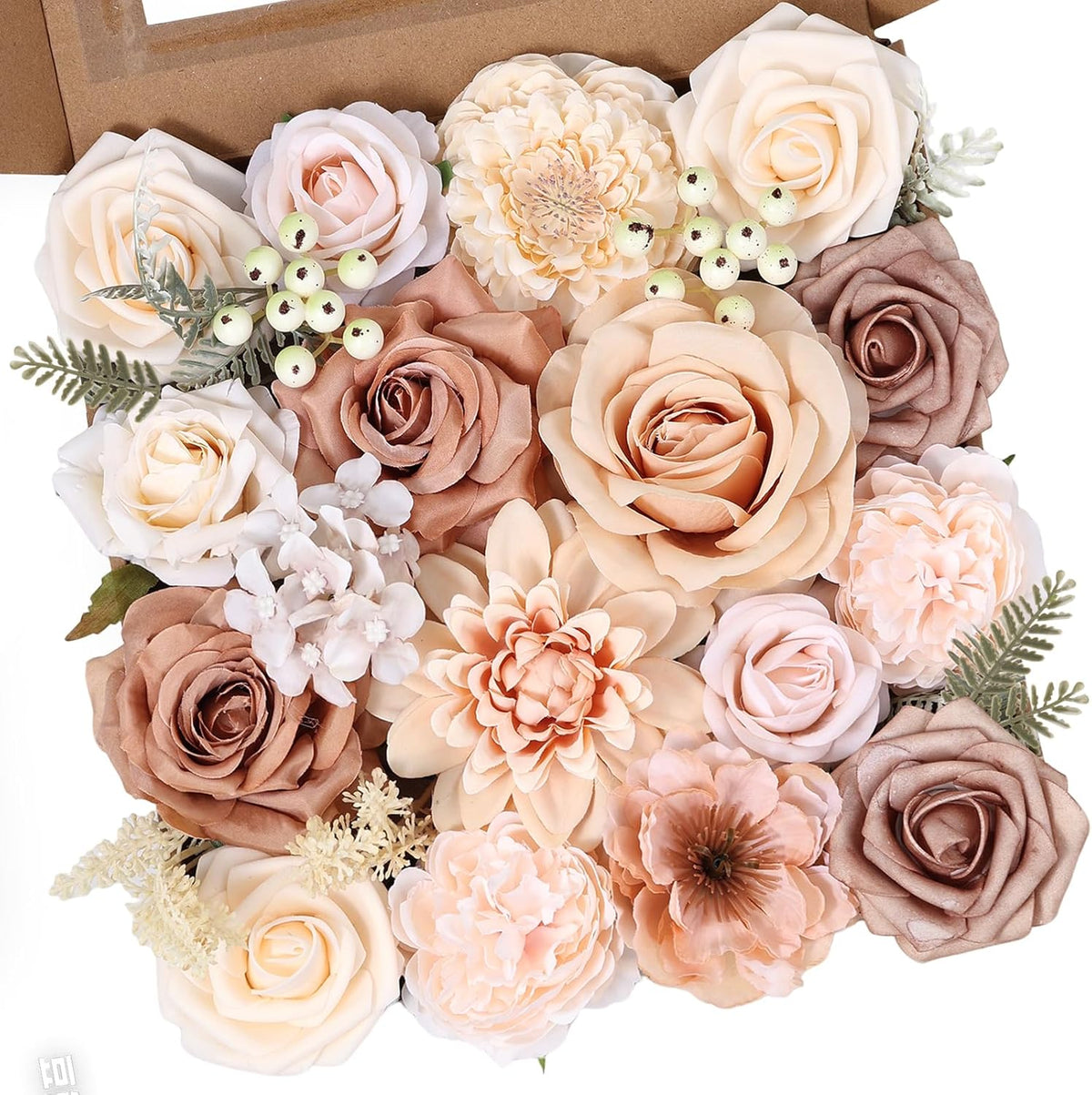 Artificial Flowers Combo Pink Roses with Stems Bouquets Box Set Bridal Wedding Shower Decorations Fake Floral for Party Table Centerpieces Home Decor