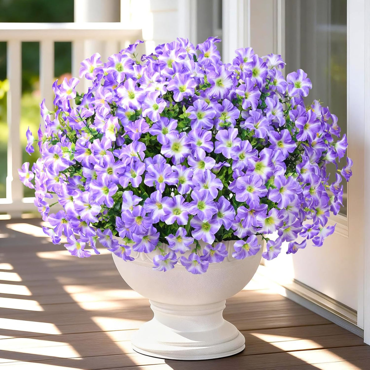 Yastouay Artificial Flowers for Outdoors, 12 Bundles Fake Outdoor Flowers, UV Resistant Artificial Flowers for Decoration, White Realistic Morning Glory Fake Plants for Porch Patio Garden Decor