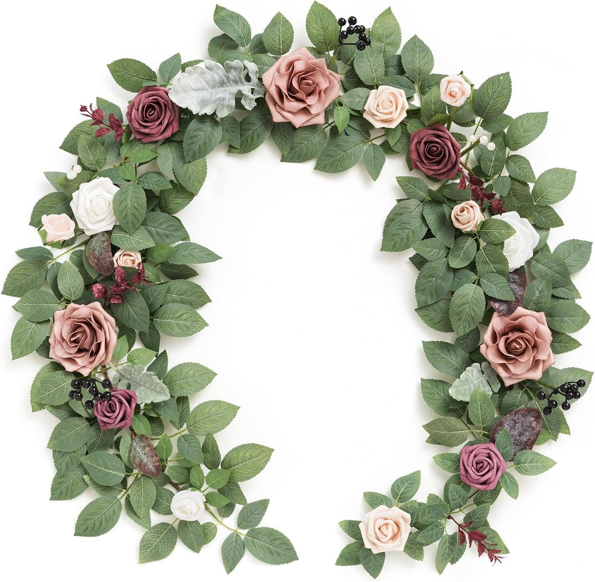 Seasonal Black Burgundy Rose Garland Home Decor Kit