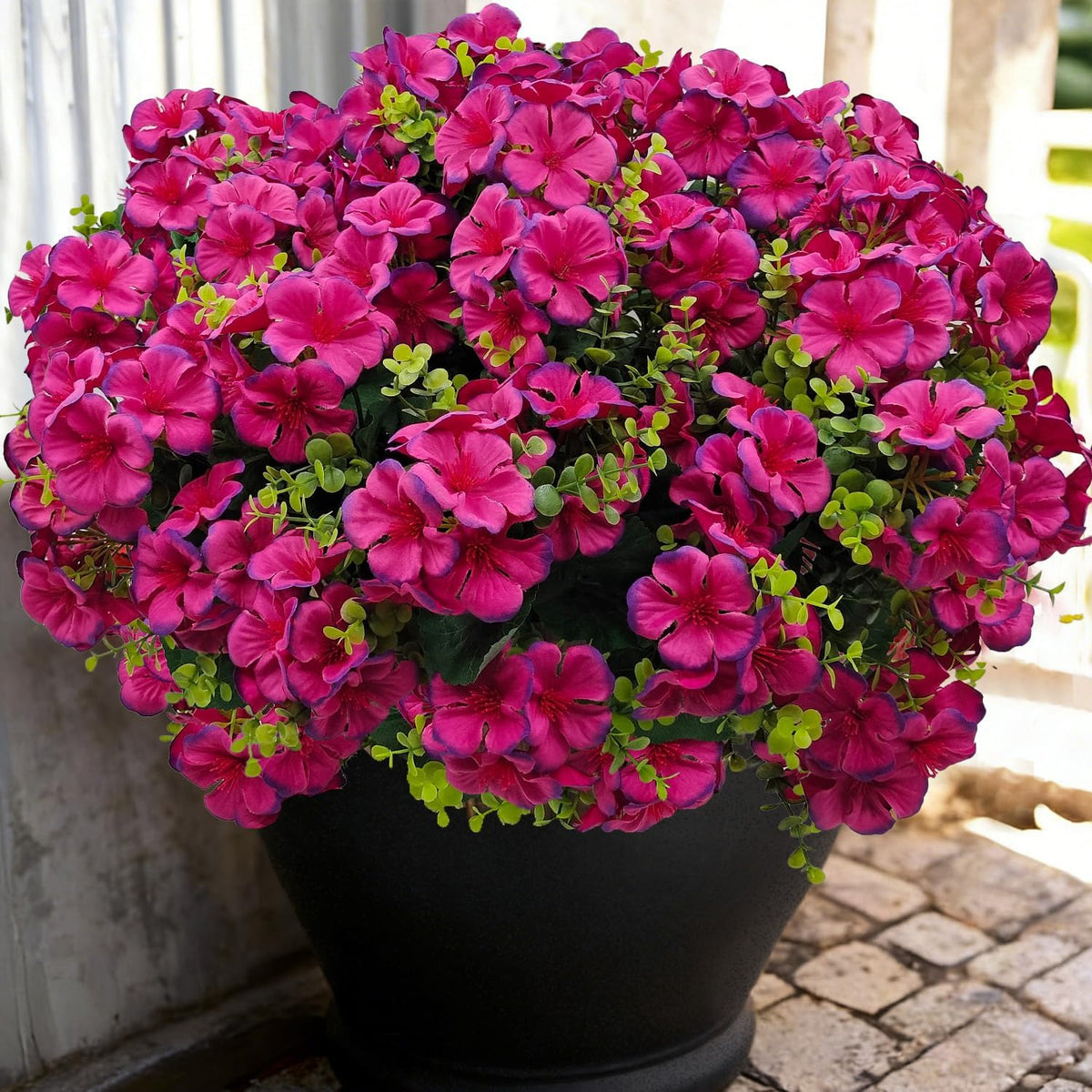 Artificial Geranium Flowers for Outdoor Decoration, 6 Bundles UV Resistant Silk Geranium Fake Plants Faux Flowers for Front Porch Garden Patio Window Box Outside Indoor Decor (Red)