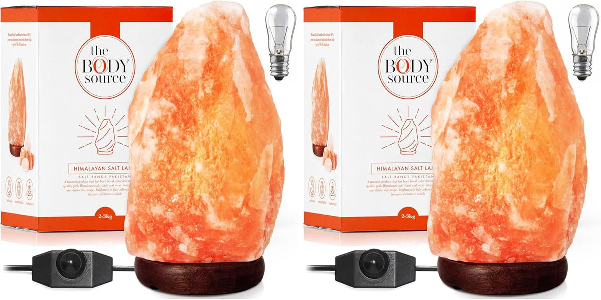 Himalayan Salt Lamp Large 8-10 Inch Pink Rock Lamp with Dimmer & Wooden Base